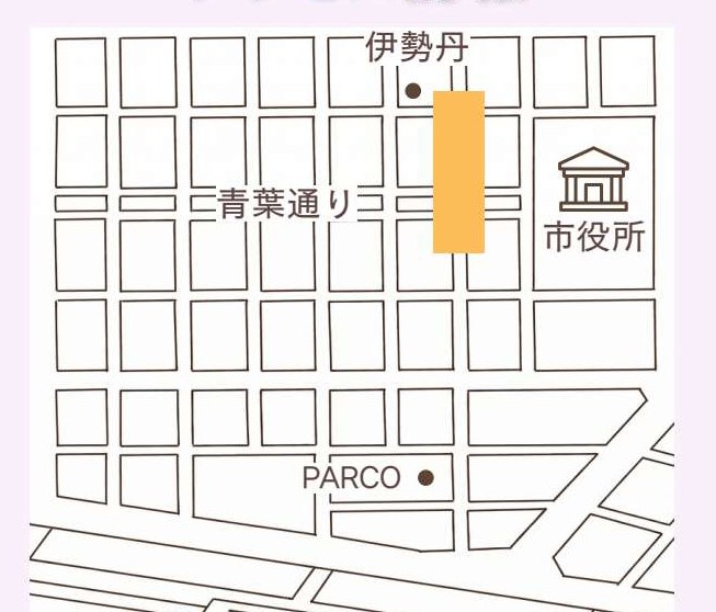 呉服町通り周辺の地図。JR静岡駅から北へ進み、青葉通りと交わるあたりが会場